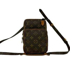 LOUIS VUITTON Vintage Brown Monogram Leather Pochette Shoulder Bag